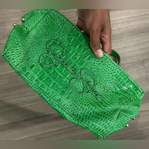 Vintage Jessica Simpson Green Crocodile-Embossed Women's Bag - Picture 4 of 6
